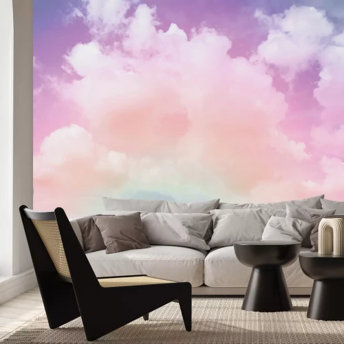 Fotobehang Regenbooglucht met wolken