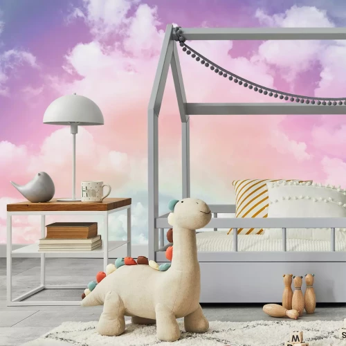 Fotobehang Regenbooglucht met wolken