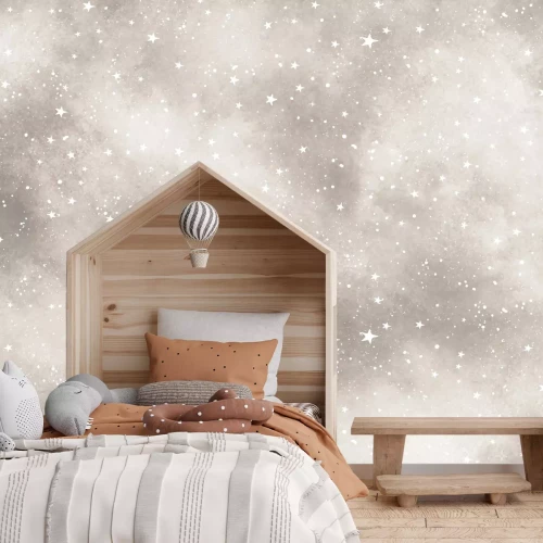 Fotobehang Nachtelijke hemel met sterren aquarel landschap