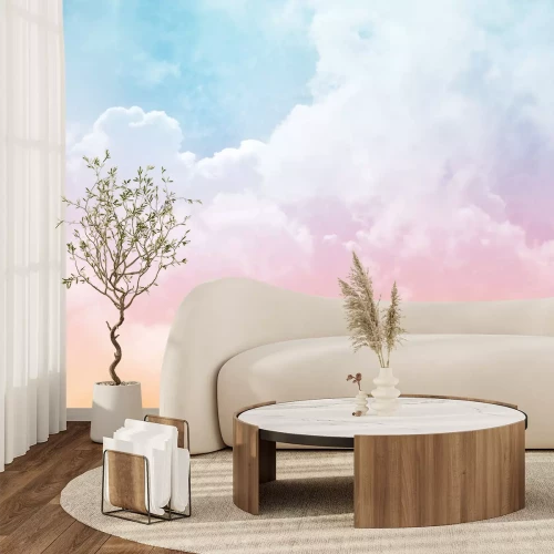 Fotobehang Kleurrijke wolken in een pastelkleurige lucht