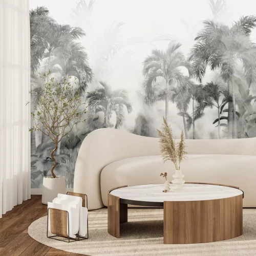 Fotobehang Jungle in het mistige tropische landschap