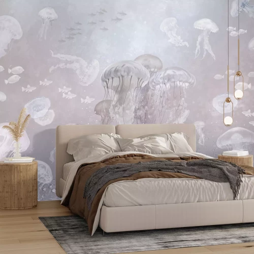 Fotobehang Onderwaterwereld met kwallen en vissen