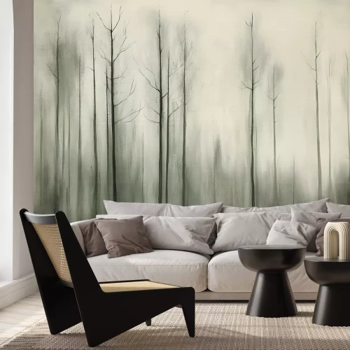 Fotobehang Een schilderachtig landschap met berkenbomen