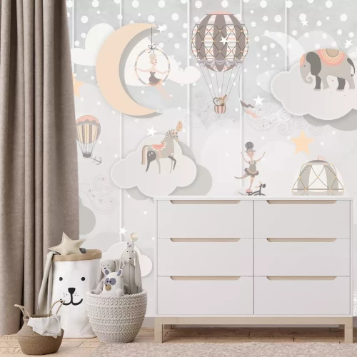 Fotobehang Dieren en ballonnen in de sprookjeswereld van het circus