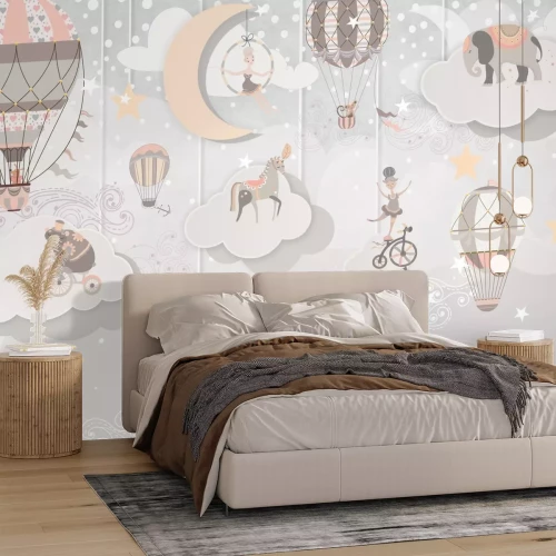 Fotobehang Dieren en ballonnen in de sprookjeswereld van het circus