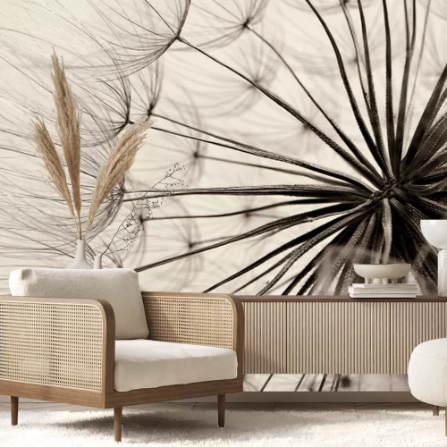 Fotobehang Paardenbloem close-up in vintage retro stijl