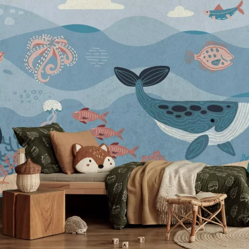 Fotobehang Zeedieren in de onderwaterwereld - kinderillustratie