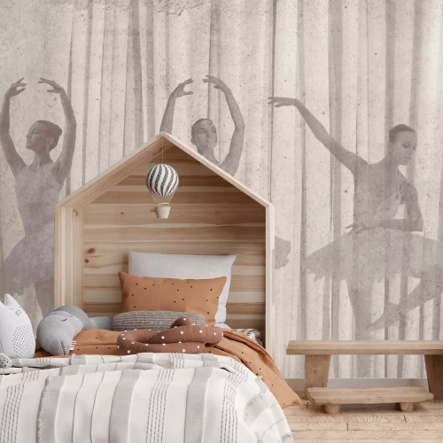 Fotobehang Ballerina&#39;s in beweging tegen een gestructureerde achtergrond