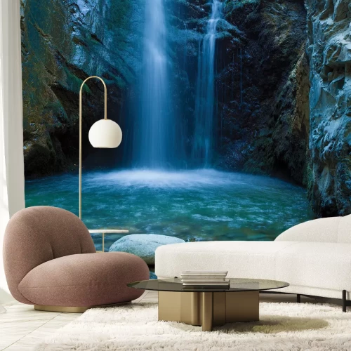 Fotobehang Waterval in een grot, natuurlijk landschap