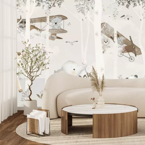 Fotobehang Schattige vliegtuigen en dieren