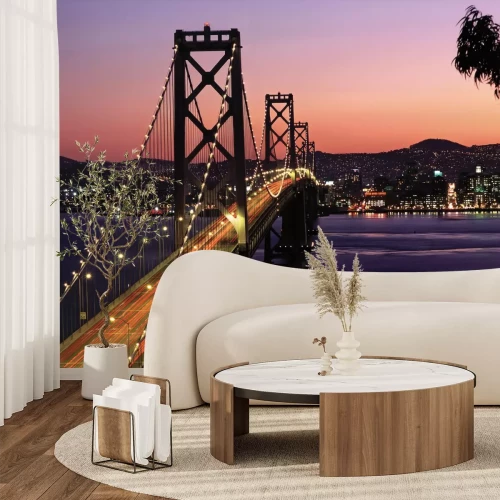 Fotobehang Golden Gate Bridge tegen de achtergrond van een zonsondergang