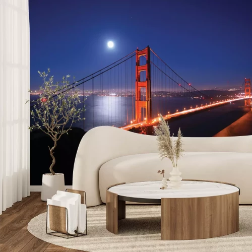 Fotobehang Nachtelijk landschap van de Golden Gate Bridge