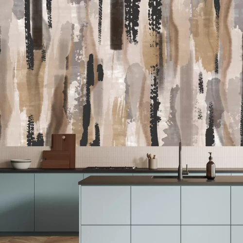 Fotobehang Abstract penseelstreekpatroon en aquarelkunstcompositie