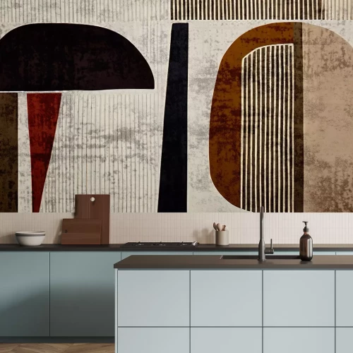 Fotobehang Abstracte geometrische vormen op een kartonnen achtergrond, modern patroon