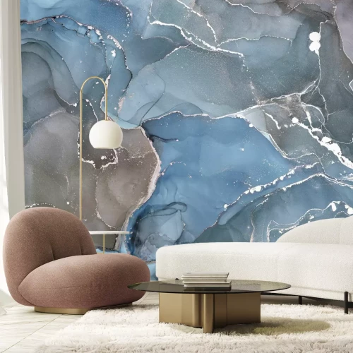 Fotobehang Grijsblauwe marmeren abstracte textuur