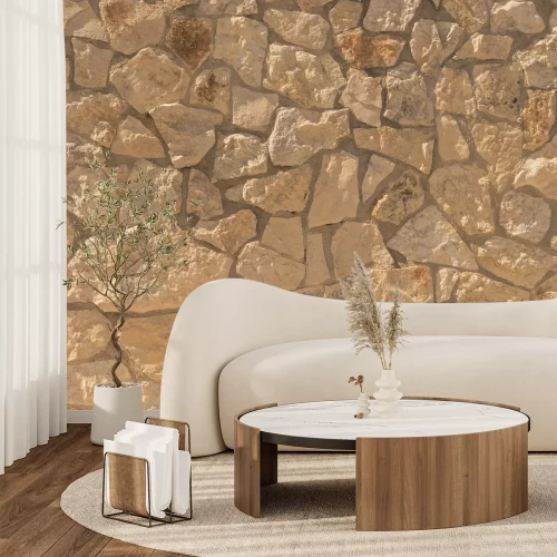 Fotobehang Steentextuur in beige tinten