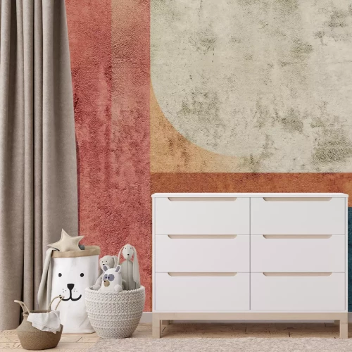 Fotobehang Geometrische vormen op een gestructureerde betonnen achtergrond