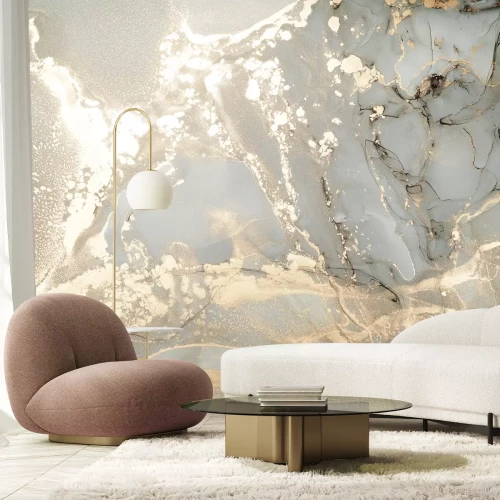 Fotobehang Elegante marmertextuur met gouden elementen