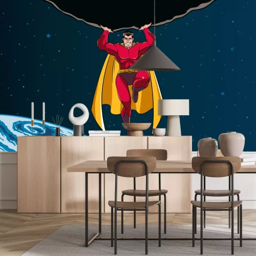 Fotobehang Kinderpatroon &#39;Superheld in de ruimte&#39;