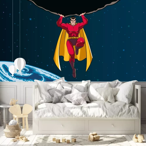 Fotobehang Kinderpatroon 'Superheld in de ruimte'