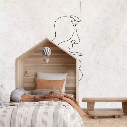 Fotobehang Lijntekeningportret op een betonnen achtergrond