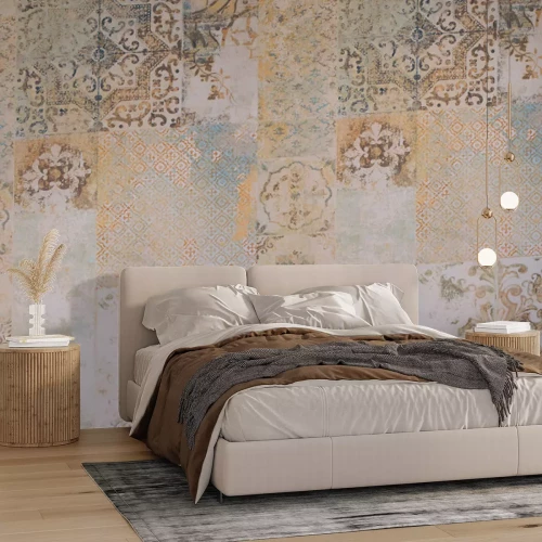 Fotobehang Ornamentaal patroon van vierkante tegels