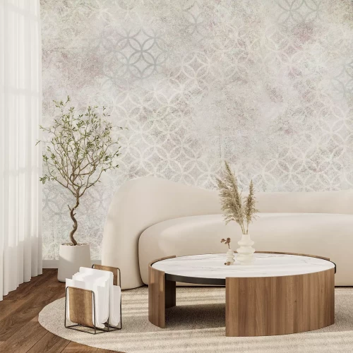 Fotobehang Ornamentpatroon op een delicate imitatiemuur