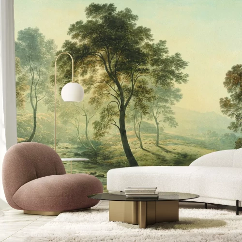 Fotobehang Loofbomen tussen de rivier en dieren