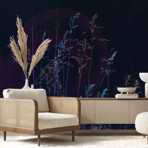 Fotobehang Delicate veldgrassen tegen een lichte achtergrond