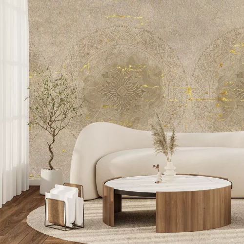 Fotobehang Ornamenten elegant patroon op een vintage betonnen achtergrond