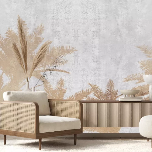 Fotobehang Palmbomen op een betonnen achtergrond in loftstijl