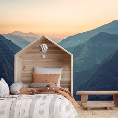 Fotobehang Bergen bij zonsonderganglandschap