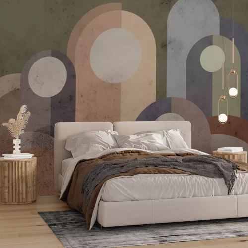 Fotobehang Geometrische vormen in aardse kleuren met textuur