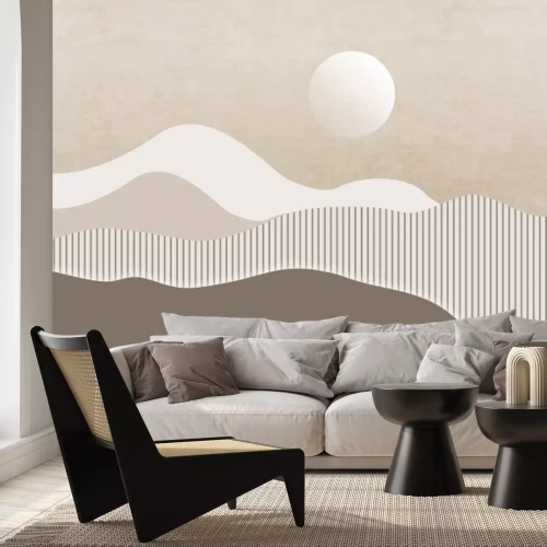 Fotobehang Landschap met bergen in minimalistische stijl