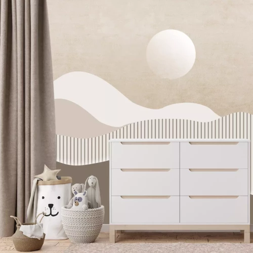 Fotobehang Landschap met bergen in minimalistische stijl