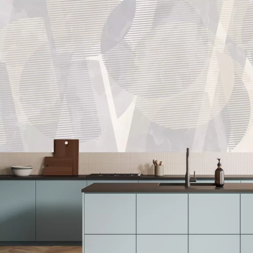 Fotobehang Geometrische vormen grijs en beige minimalistisch patroon