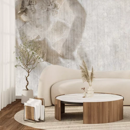 Fotobehang Romantisch kussculptuur met abstract motief en betonnen achtergrond