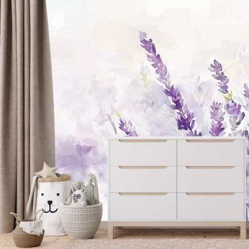 Fotobehang Lavendel geschilderd met waterverf