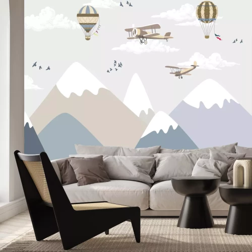 Fotobehang Een charmant berglandschap met vliegtuigen