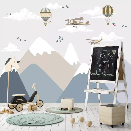Fotobehang Een charmant berglandschap met vliegtuigen