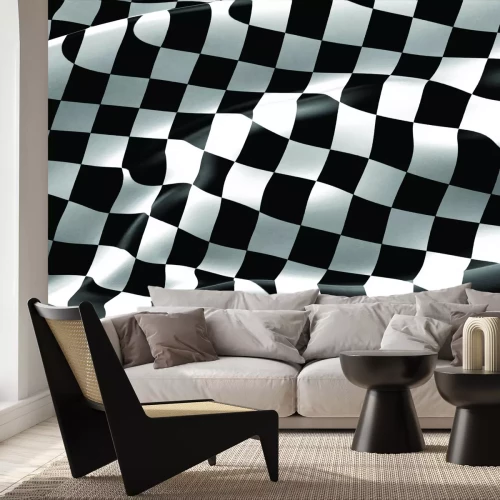 Fotobehang Zwart-witte finishvlag