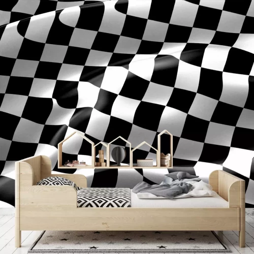 Fotobehang Zwart-witte finishvlag