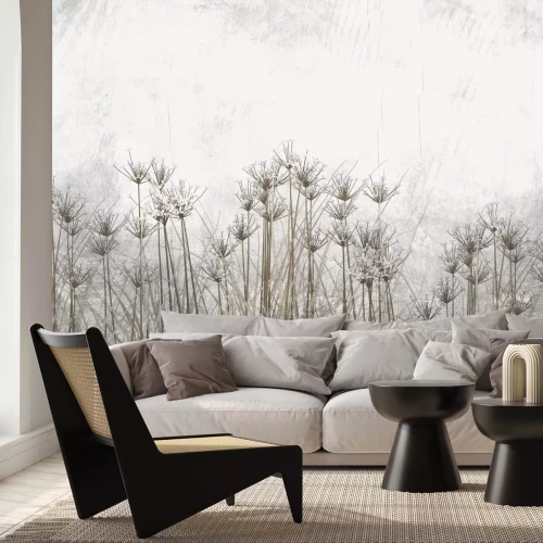 Fotobehang Wilde bloemen en planten in een industriële loftstijl