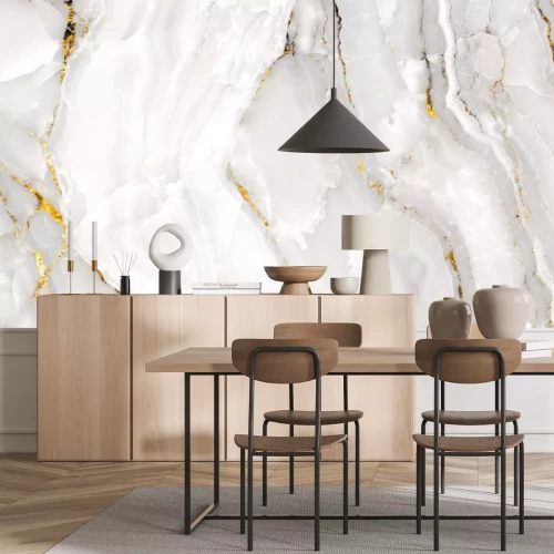 Fotobehang Marmeren steentextuur met goud