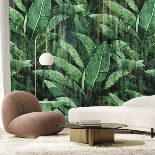 Fotobehang Vintage tropische bladeren