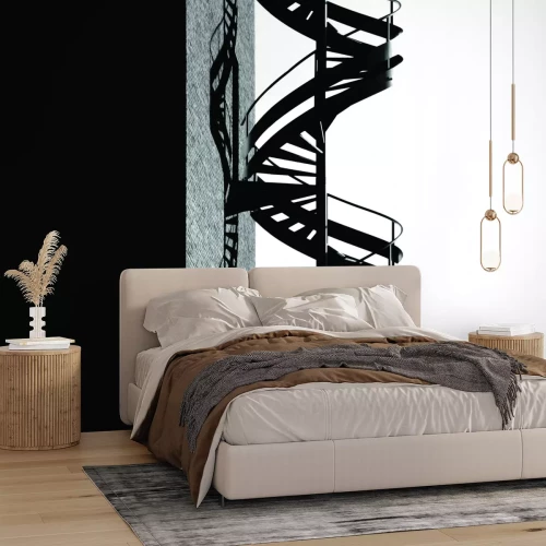 Fotobehang Moderne zwarte wenteltrap