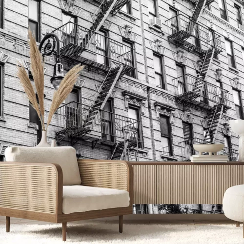 Fotobehang Vintage-stijl trap in een historisch huurhuis