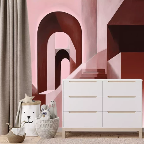 Fotobehang Architectonisch trappenontwerp met sterke lijnen