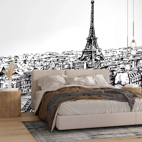 Fotobehang Een delicate schets van het symbool van Parijs in eenvoudige lijnen