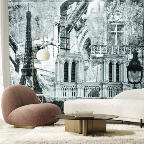 Fotobehang Minimalistische Parijse graphics in grijstinten